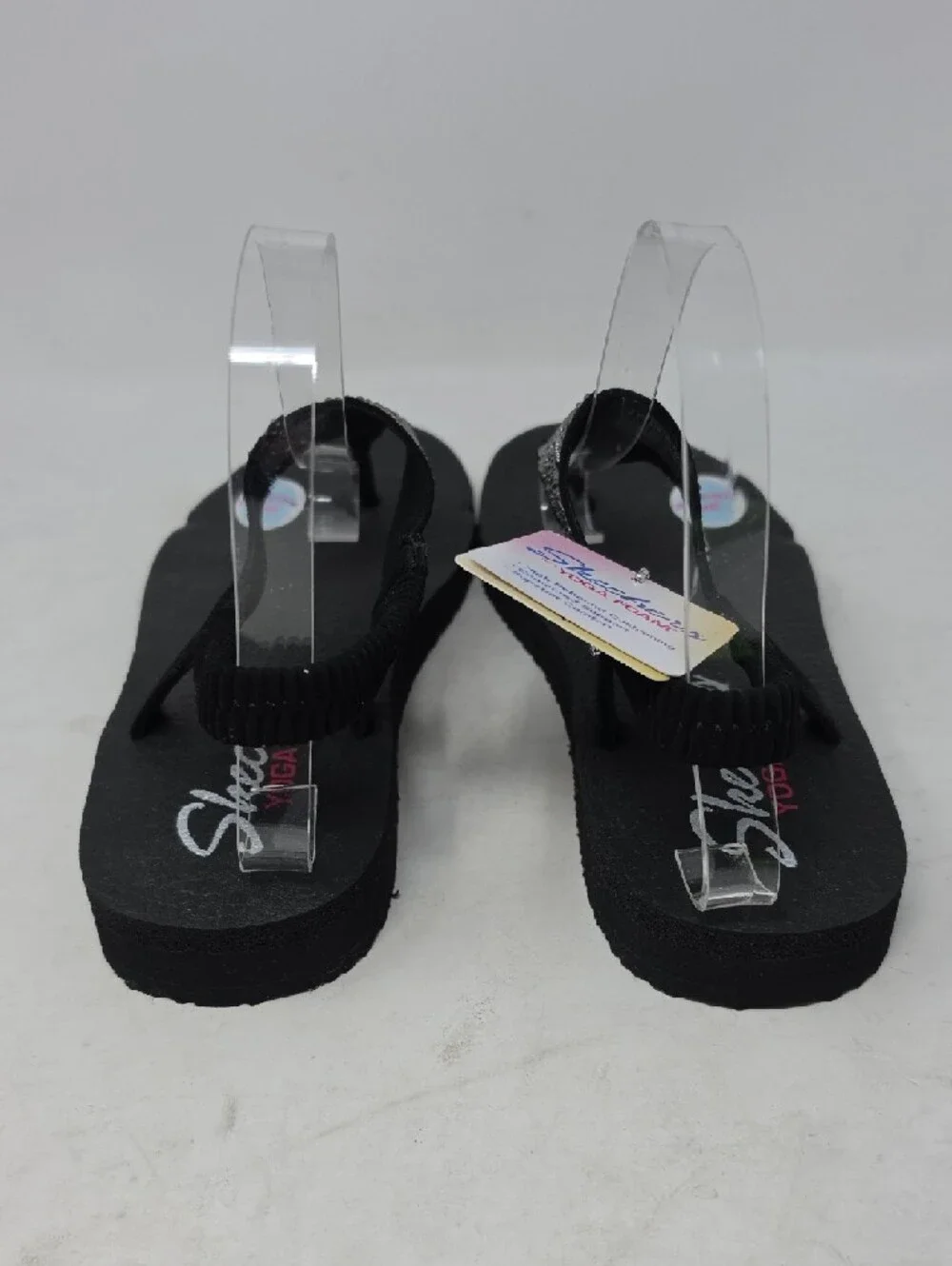 Skechers Black Rhinestone Slingback Thong Sandals Size 8